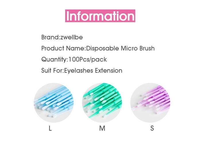 100pcs Micro Brushes Disposable Eyelashes Microbrush Applicator Cotton ...