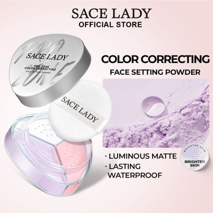 SACE LADY Face Setting Powder Full Coverage Cushion Pressed Powder Long Lasting Waterproof Concealer Makeup Cosmetics Make Up