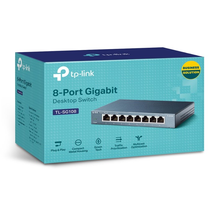 TL-SG108 | 8-Port 10/100/1000Mbps Desktop Switch | TP-Link Tp link tl sg108 8 port gigabit unmanaged ethernet network switch ethernet splitter plug play fanless metal design shielded ports traffic optimization