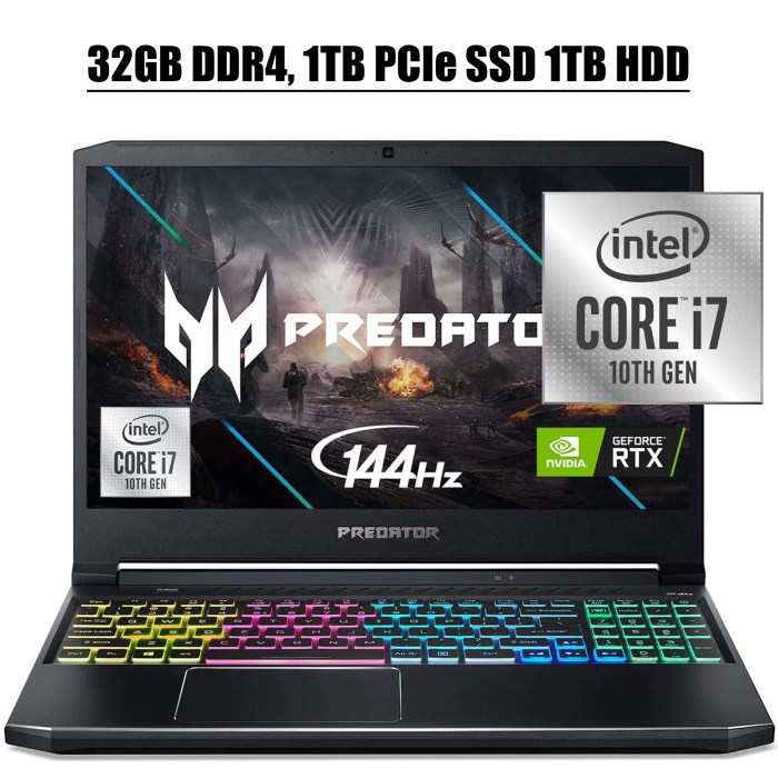 AcerSS Predator Helios 300 Gaming Laptop, Core I-7, 16 Gb Ddr-4 Ram, 512 Gb Nvme Ssd, Win 11,